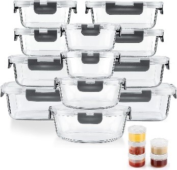 AMALEKO 34PCS Glass Food Storage Containers with Lids Set
